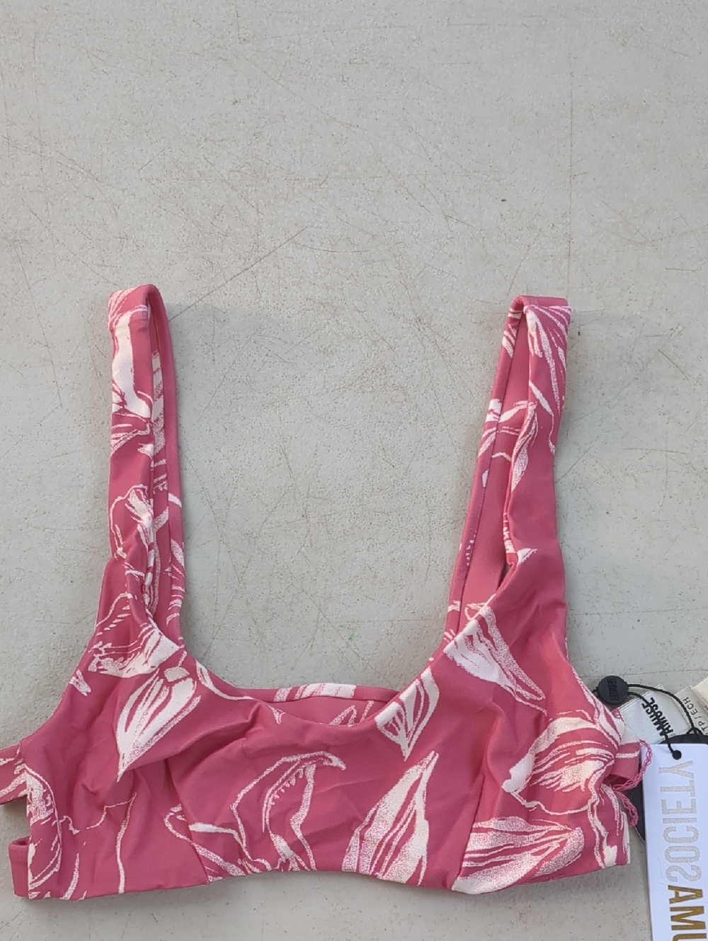 Amuse Society Rose Pink Floral Scoop Swim Top